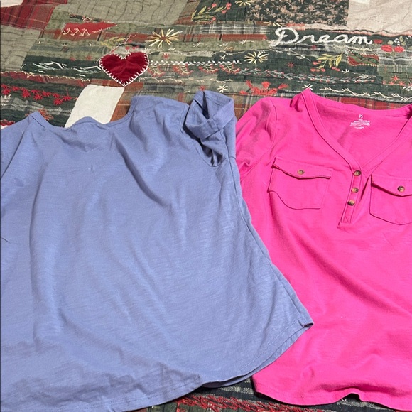 Croft & Barrow Perriwinkle and Pink Button-Up Tops - Picture 8 of 12